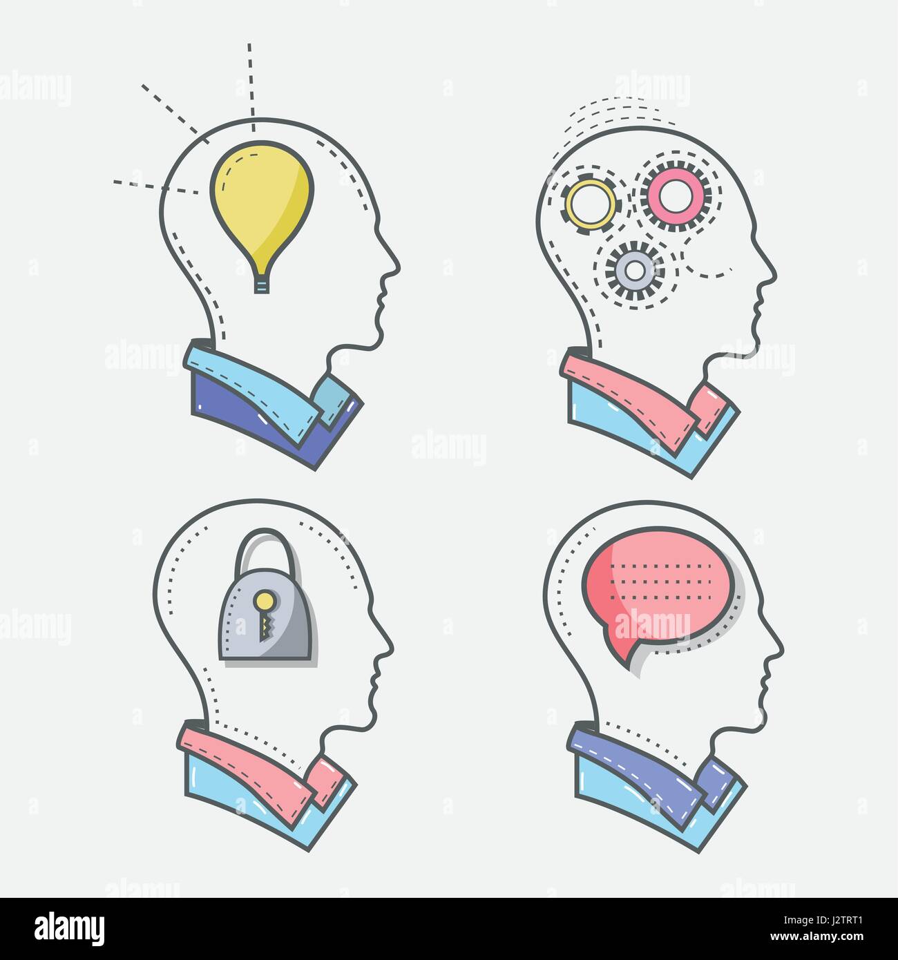 line silhouette head concept mental health Stock Vector Image & Art - Alamy
