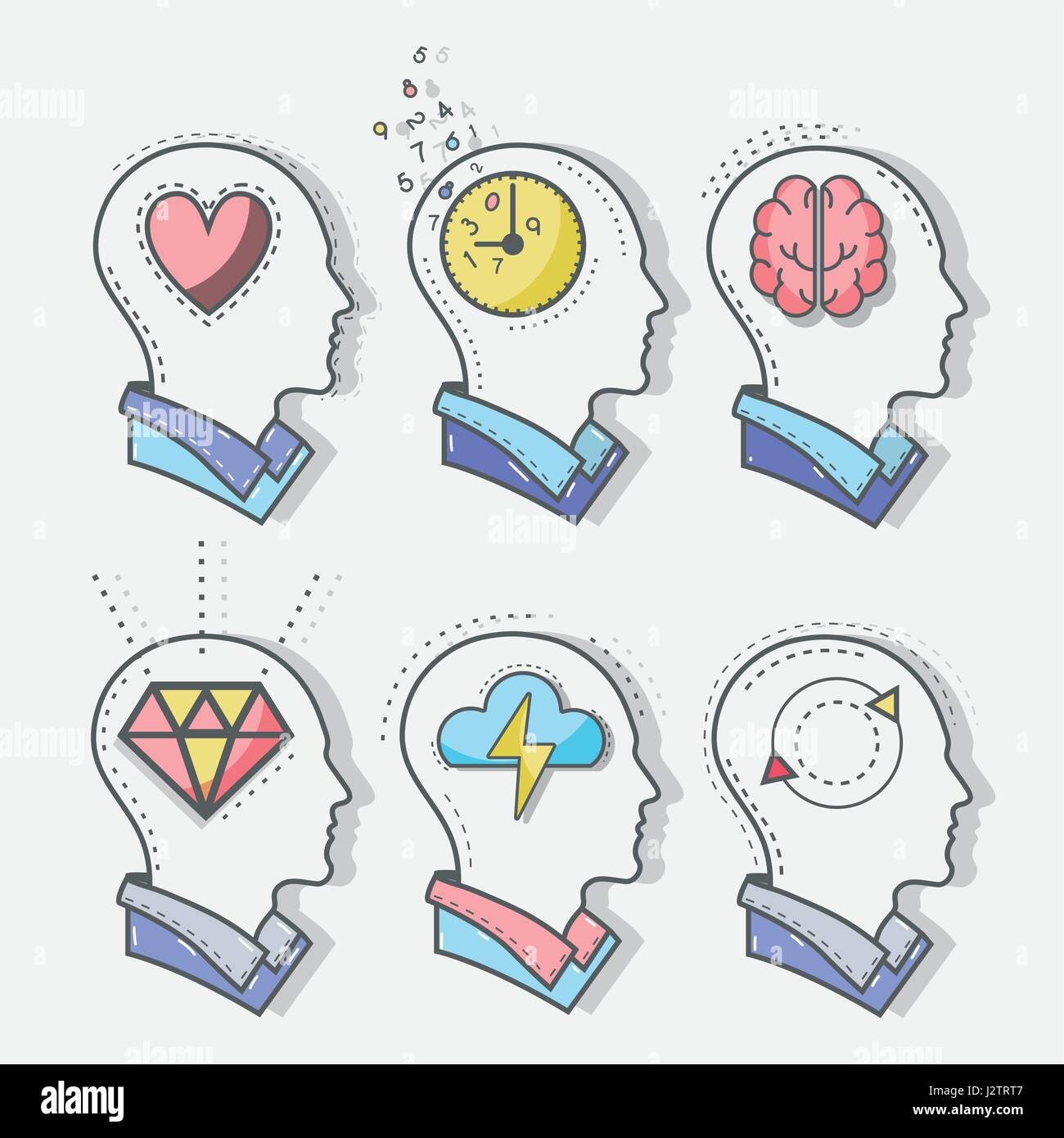 line silhouette head concept mental health Stock Vector Image & Art - Alamy