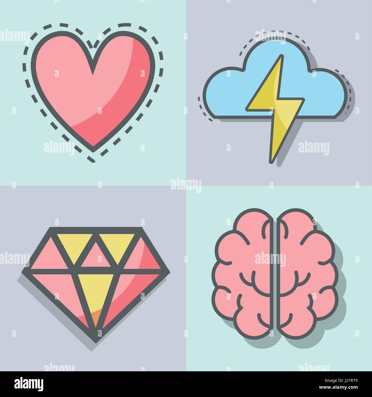 flat line set icon mental health Stock Vector Image & Art - Alamy