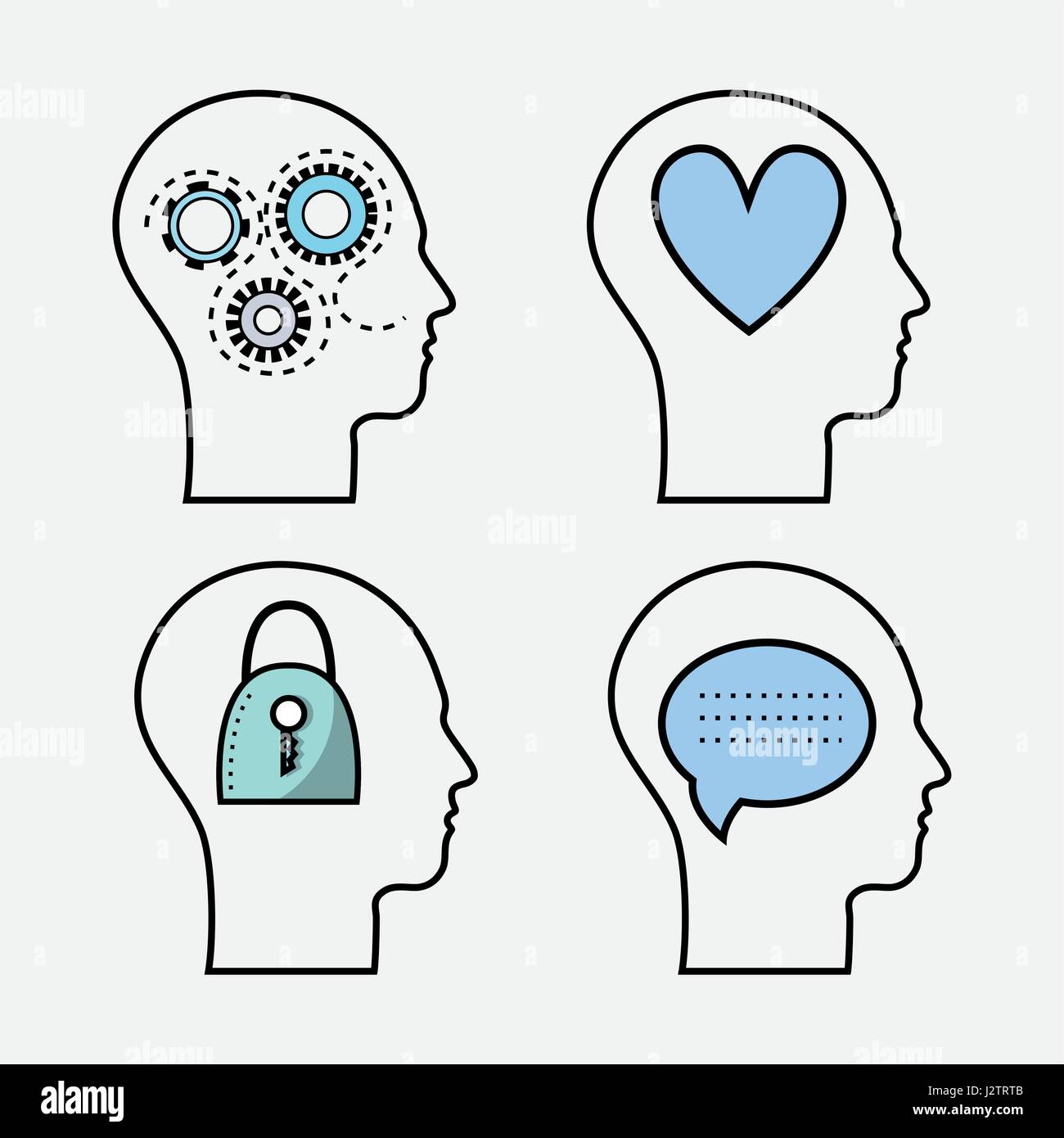 line silhouette head concept mental health Stock Vector Image & Art - Alamy