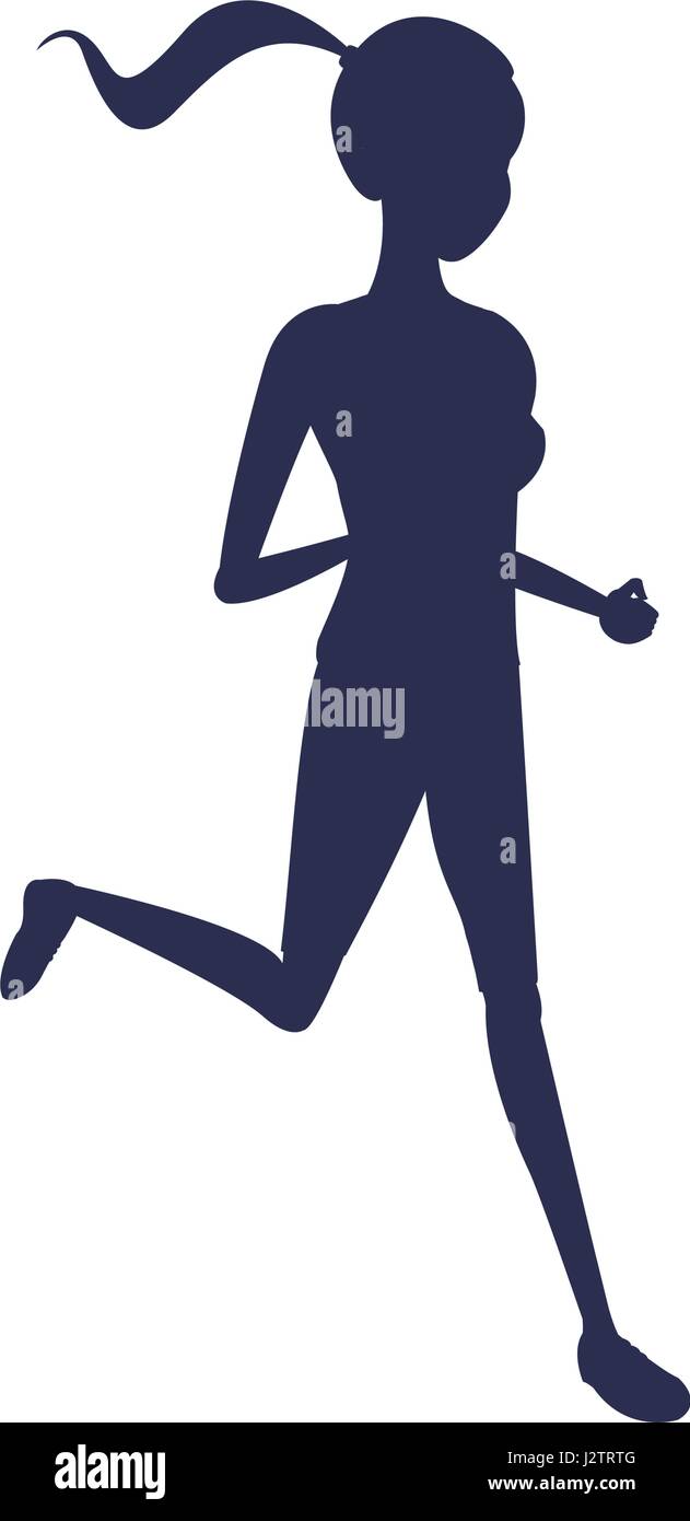 silhouette sport girl fitness running Stock Vector Image & Art - Alamy
