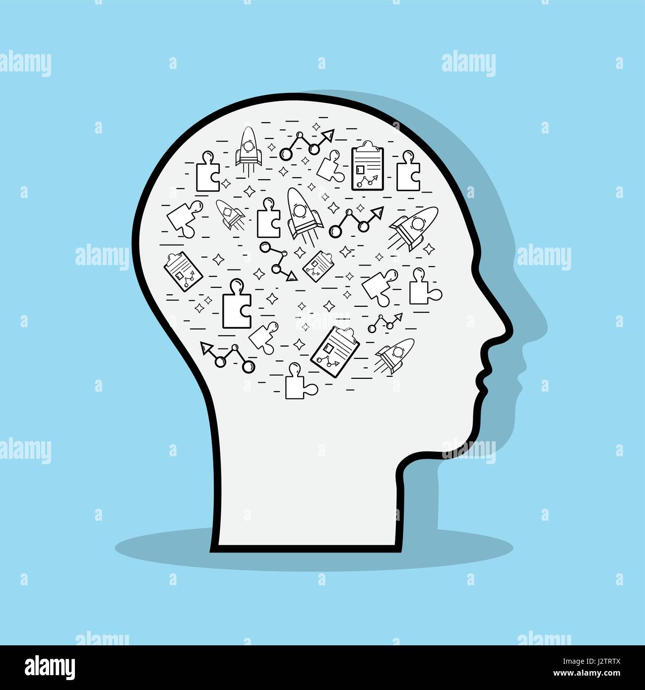 line silhouette head concept mental health Stock Vector Image & Art - Alamy
