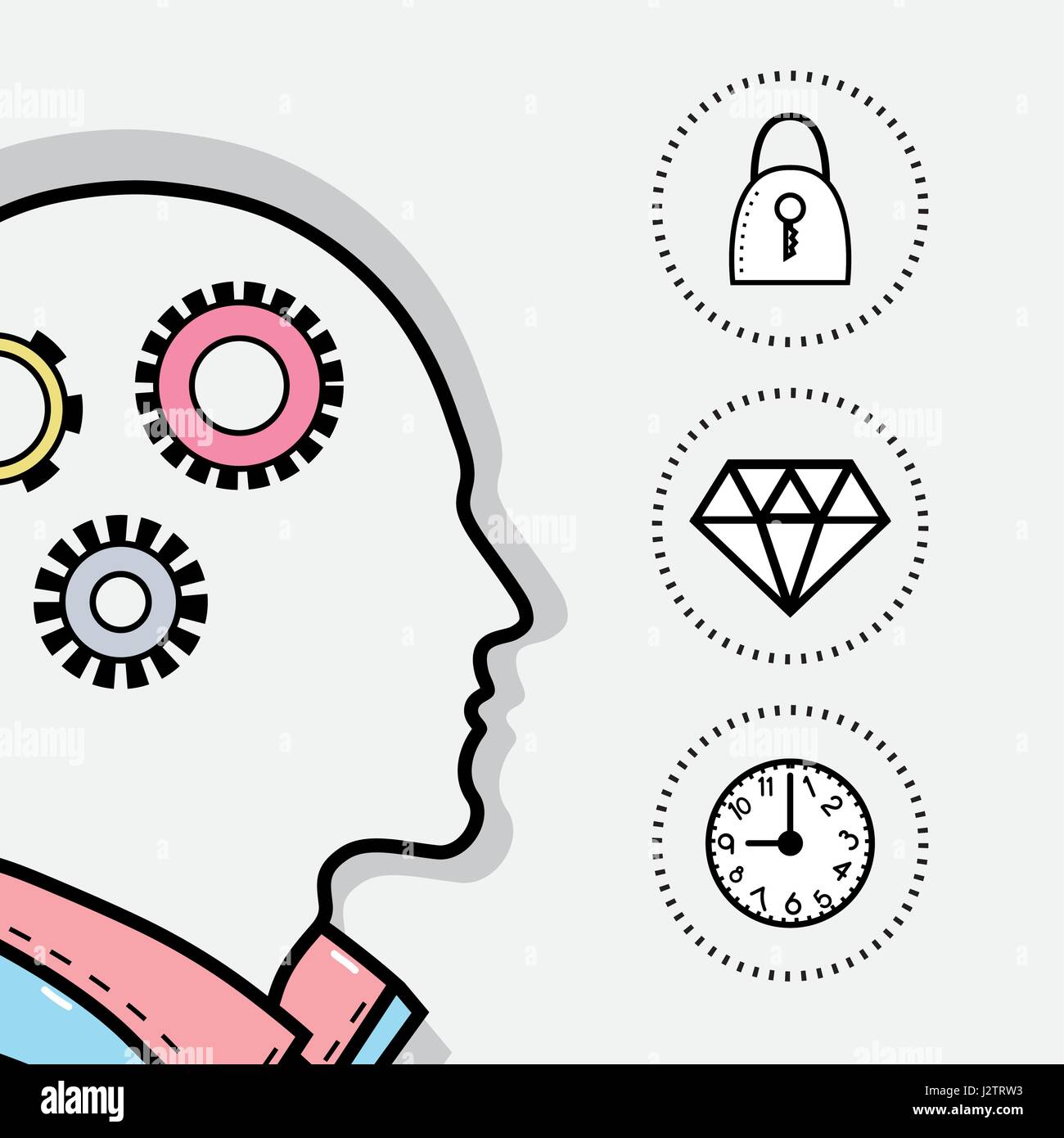 line silhouette head concept mental health Stock Vector Image & Art - Alamy