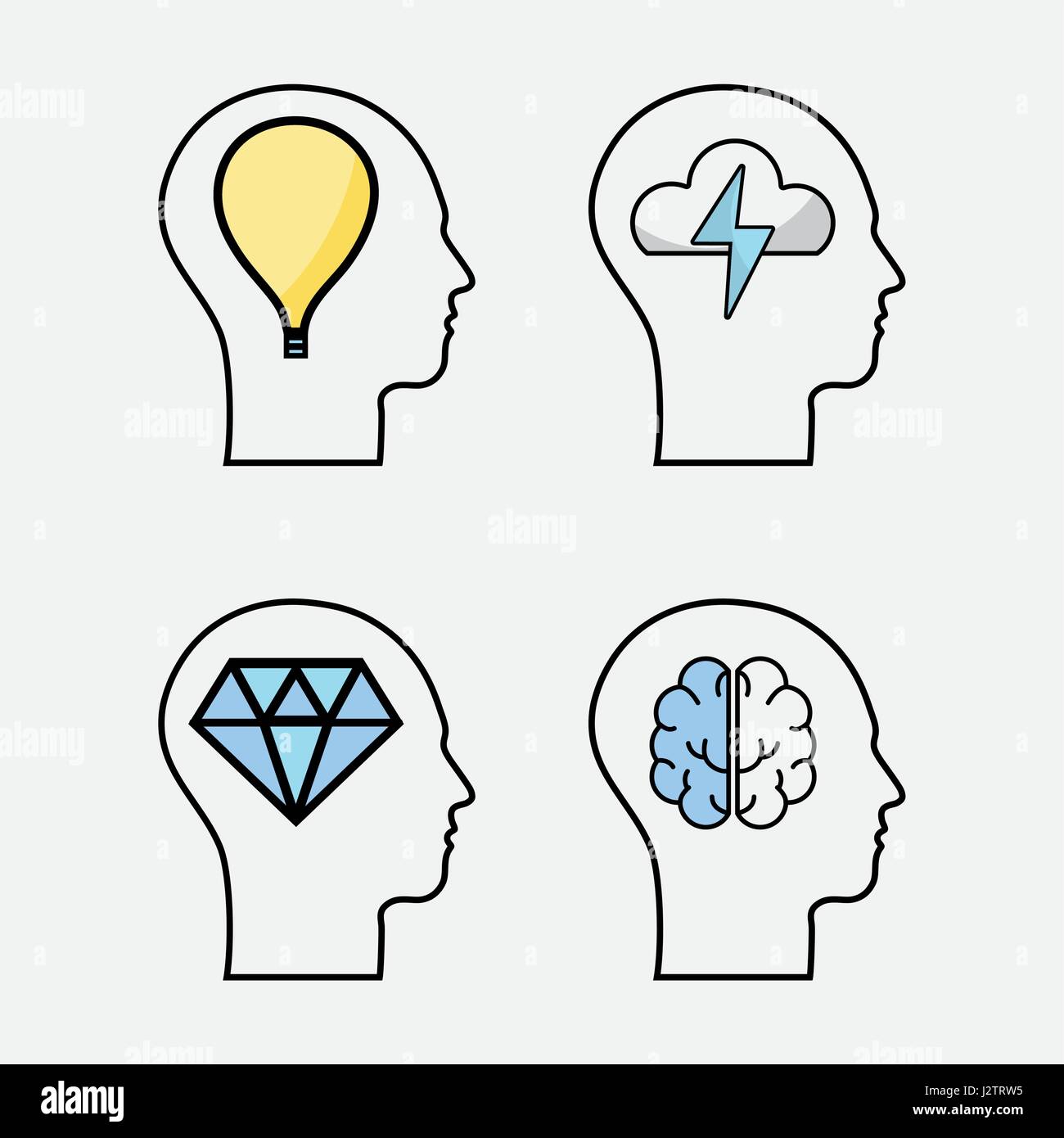 line silhouette head concept mental health Stock Vector Image & Art - Alamy