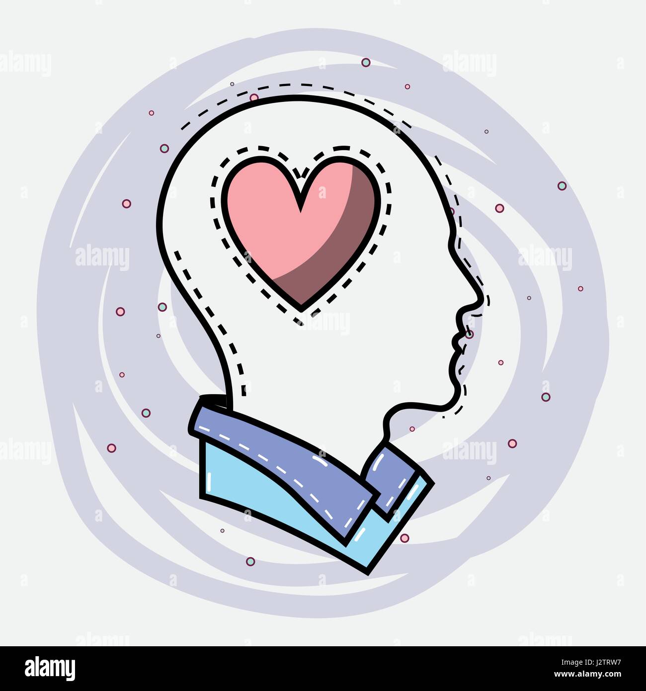 line silhouette head thinking in love Stock Vector Image & Art - Alamy
