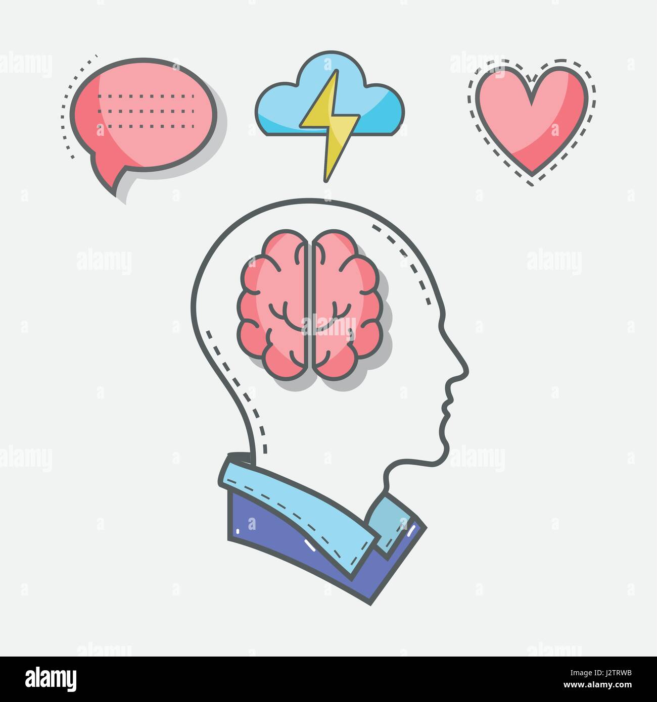 line silhouette head concept mental health Stock Vector Image & Art - Alamy