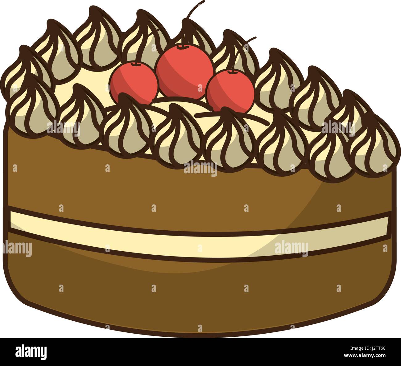 delicious pastel with cherrys to happy birthday Stock Vector Image ...