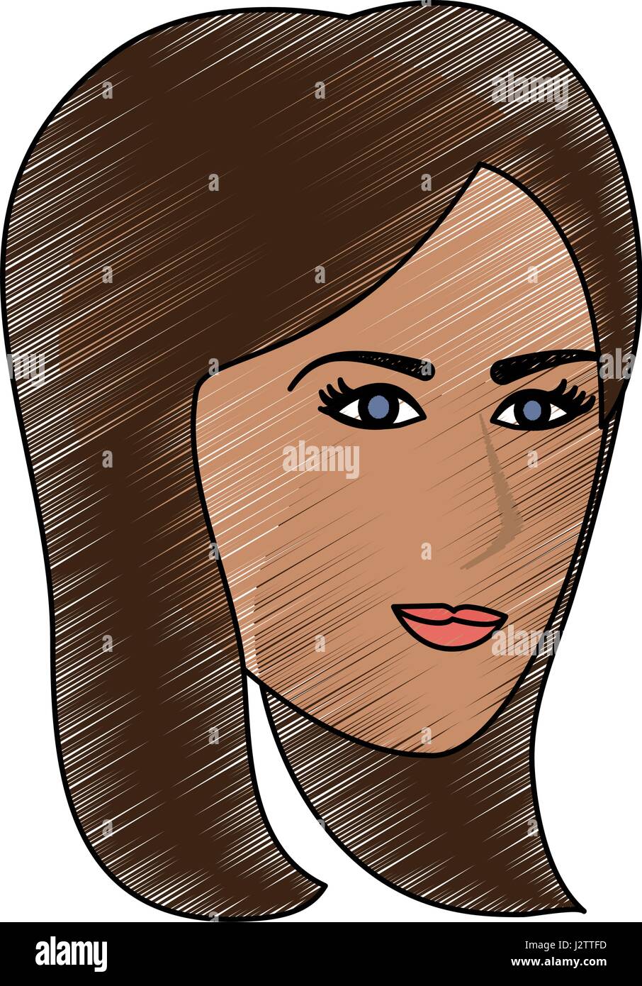 color pencil cartoon side profile face woman with straight short hairstyle  Stock Vector Image & Art - Alamy