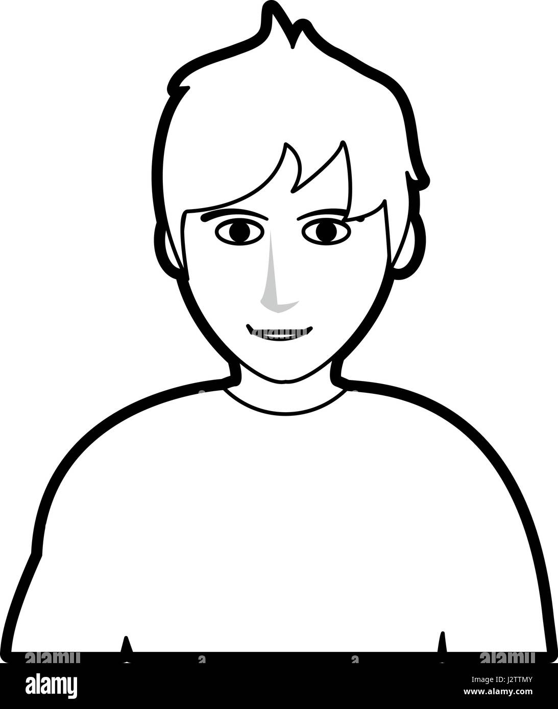 black silhouette cartoon half body man with muscular body Stock Vector ...