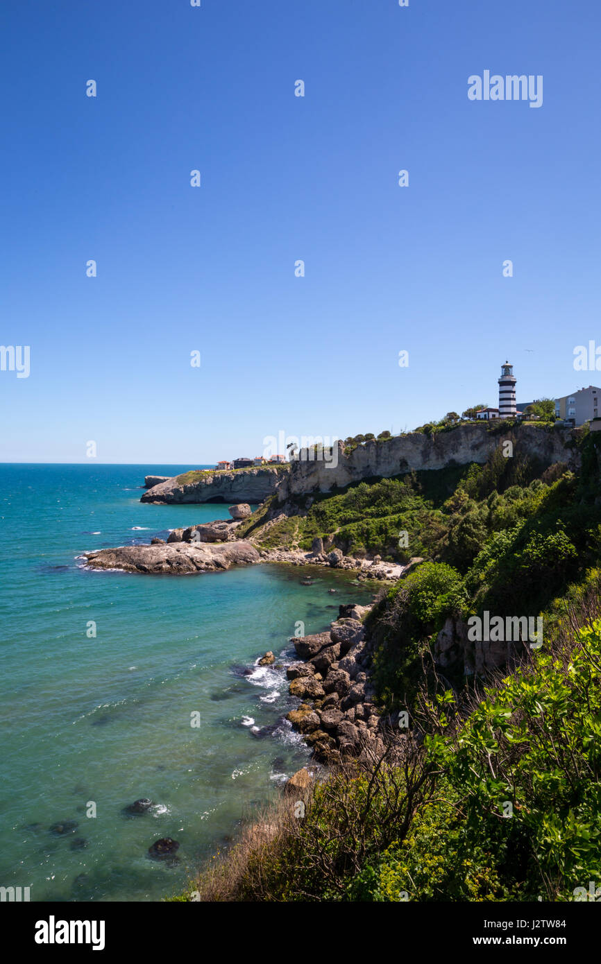 Black Sea coastal line and Sile lighthouse, Istanbul, Turkey Stock Photo