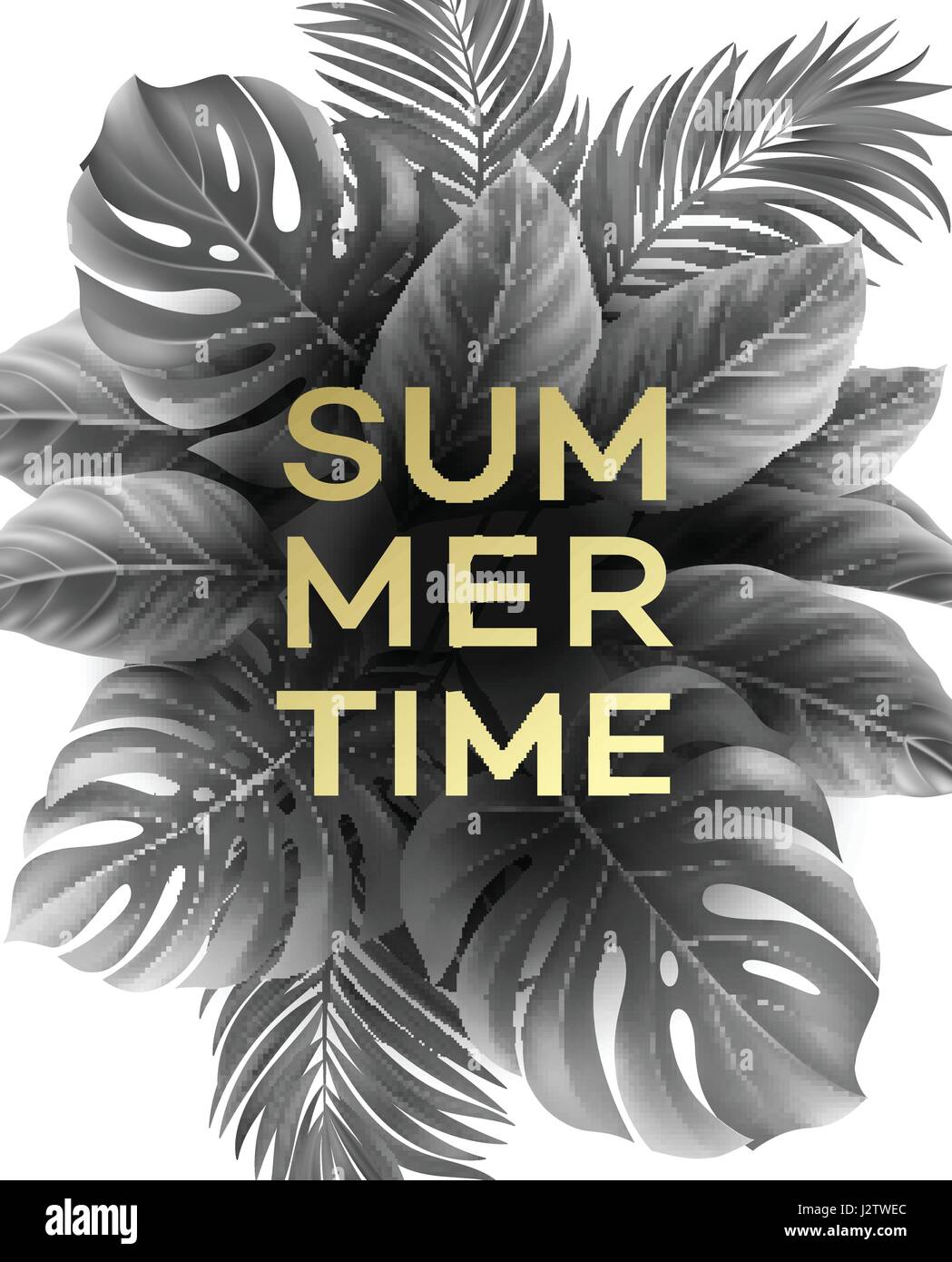 Summer poster with tropical palm leaf . Vector illustration Stock ...