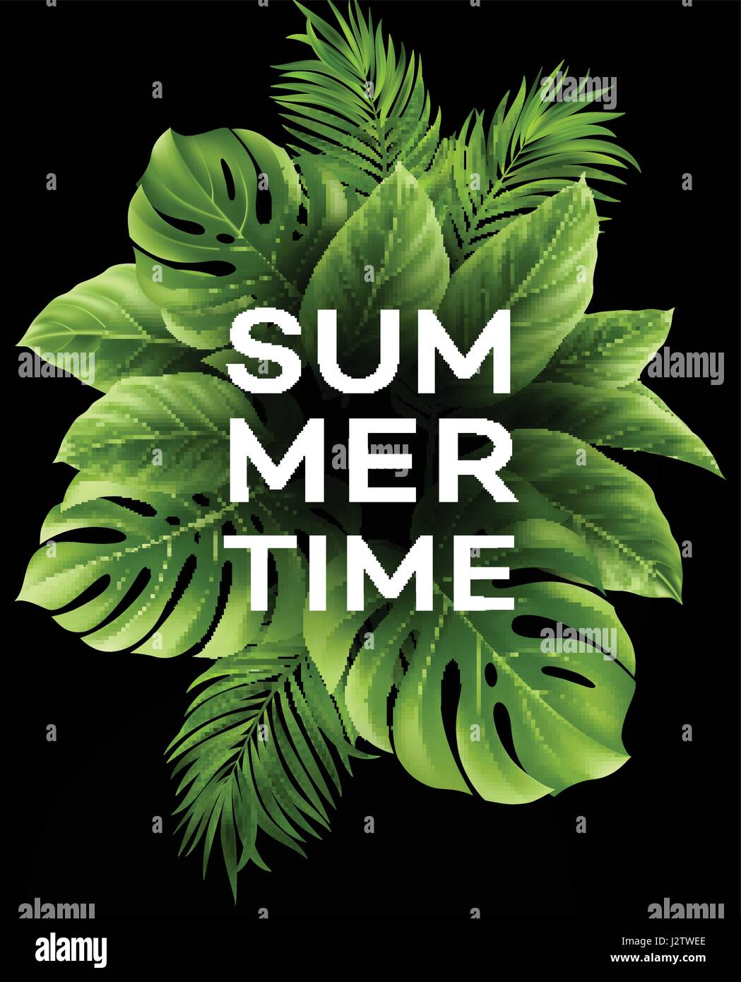 Summer poster with tropical palm leaf . Vector illustration Stock ...