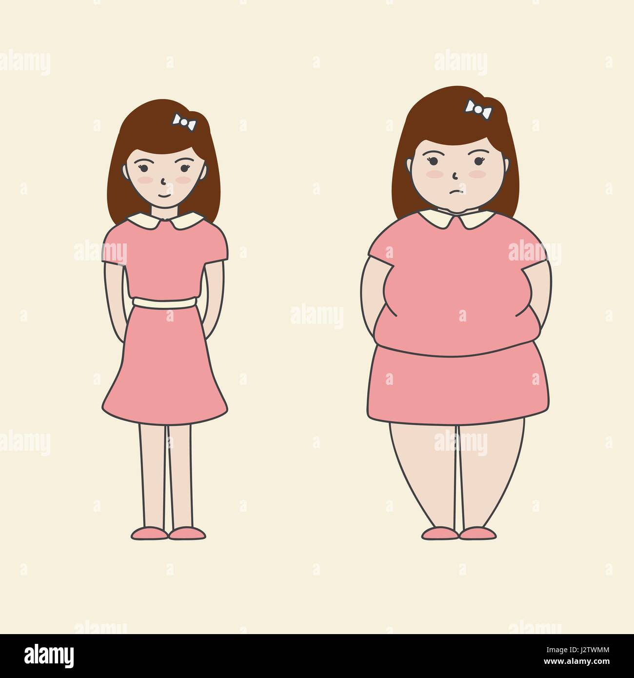 Woman Slim Fat, Cartoon vector Stock Vector Image & Art - Alamy
