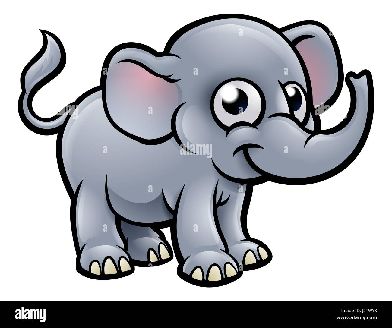 Big and small cartoon elephants. Vector clip art illustration with