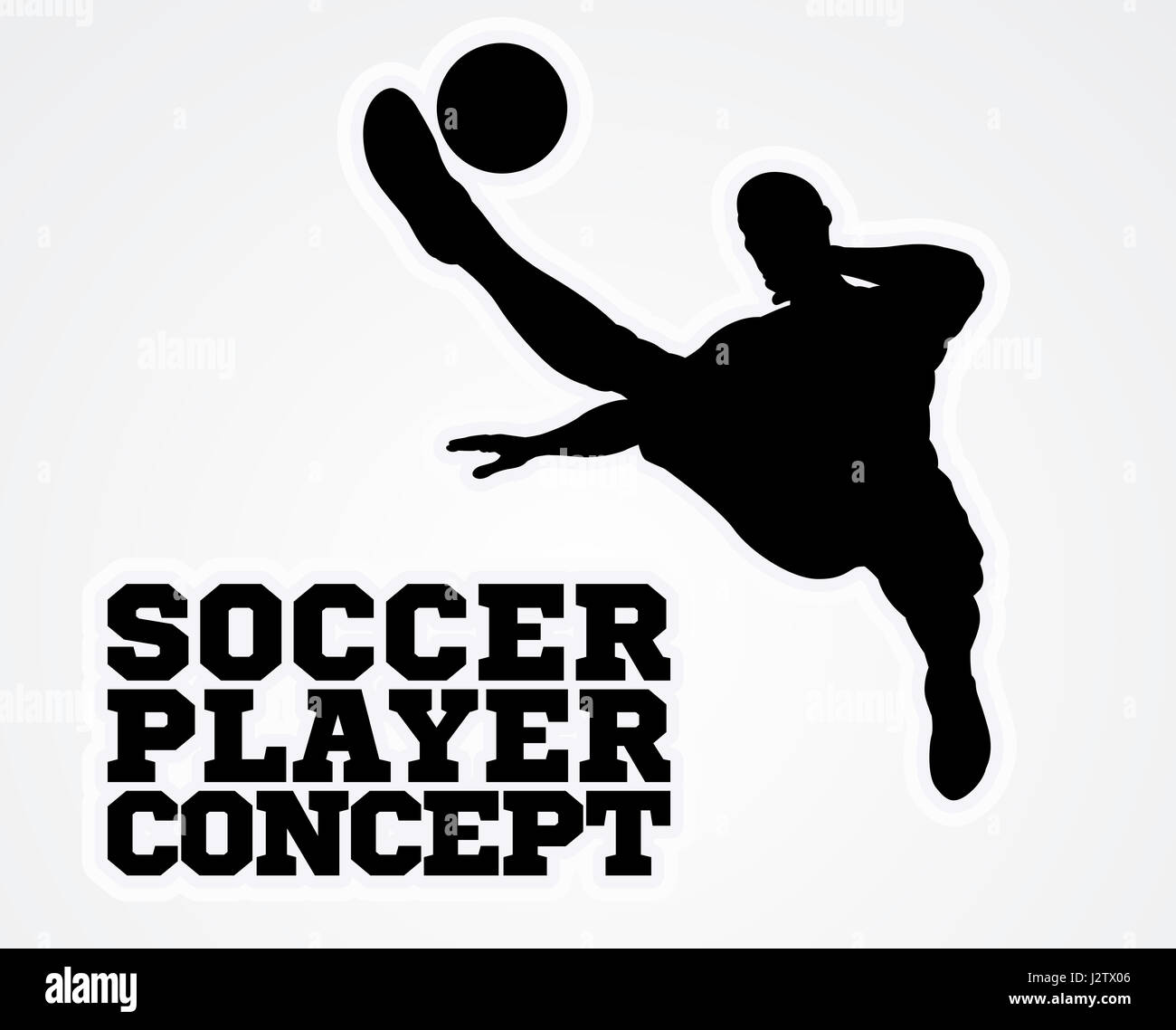 An illustration of a silhouette soccer player kicking the football ball Stock Photo