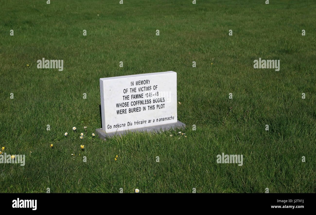 Irish potato famine memorial at Abbeystrewry cemetery, Skibbereen, County Cork, Ireland, Irish Republic Stock Photo