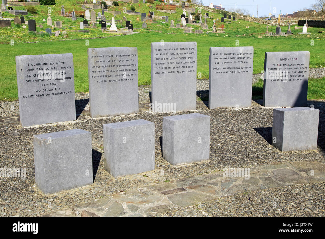 Irish potato famine memorial at Abbeystrewry cemetery, Skibbereen, County Cork, Ireland, Irish Republic Stock Photo