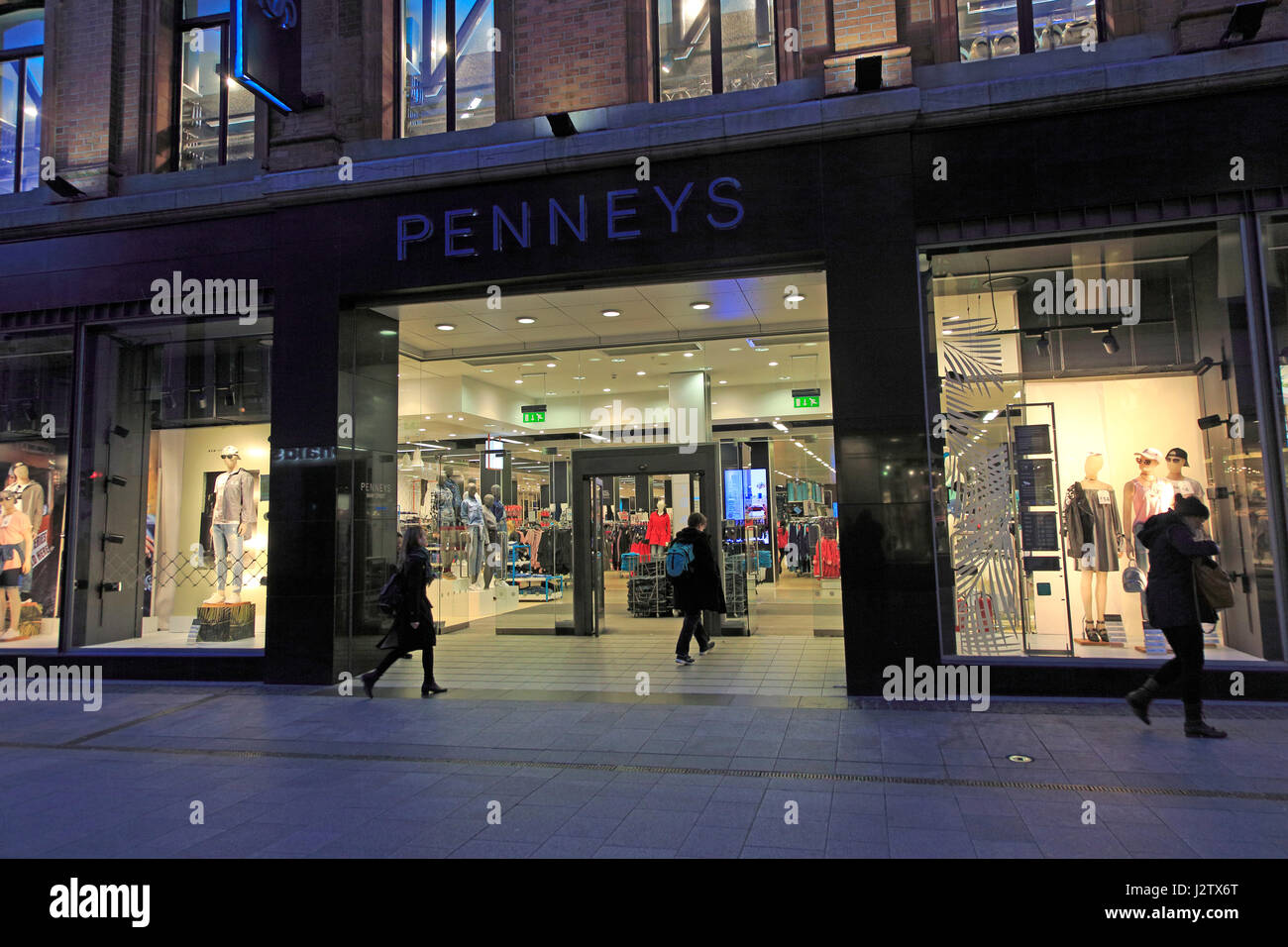 Penneys department store shop at night, city of Dublin, Ireland, Irish Republic Stock Photo