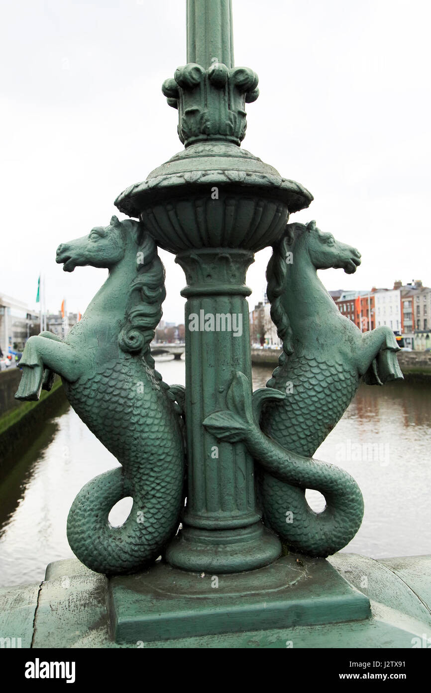 Seahorse lamp standards detail, Grattan Bridge, Dublin city centre