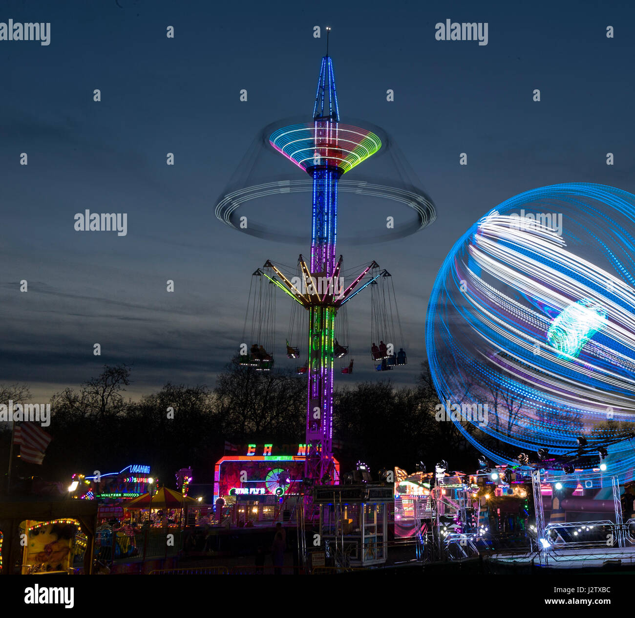 A fun fair in London, Clapham Common Stock Photo Alamy