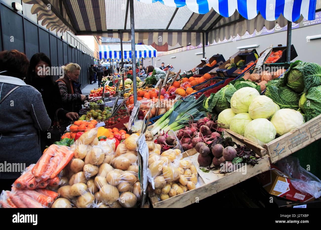 Fresh fruit and vegetable market stall, Moore Street, Dublin city
