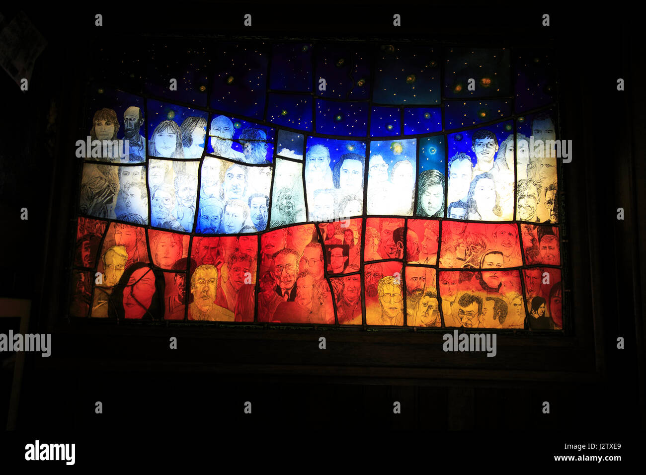 Stained glass artwork display inside J Grogan pub, South William Street