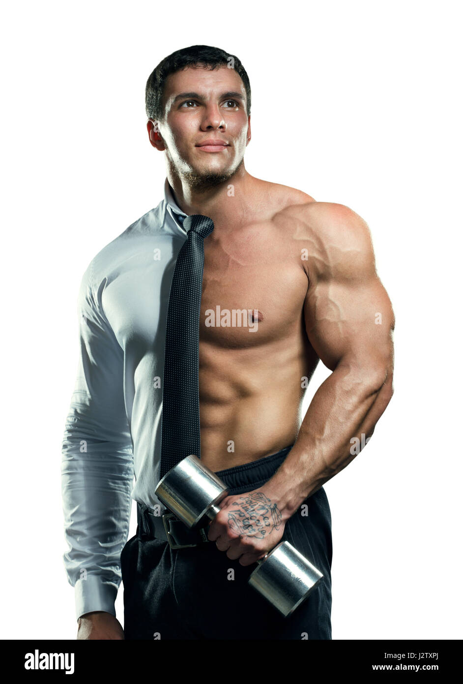 Athlete businessman showing his internal strength. Sports. Stock Photo