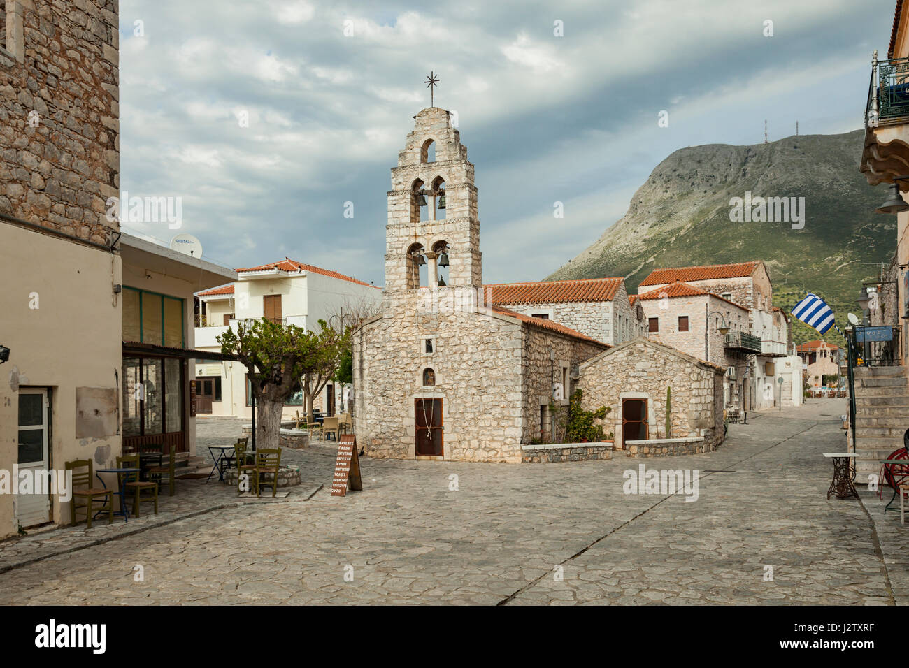 Spring afternoon in Areopoli old town, Laconia, Greece. Mani peninsula