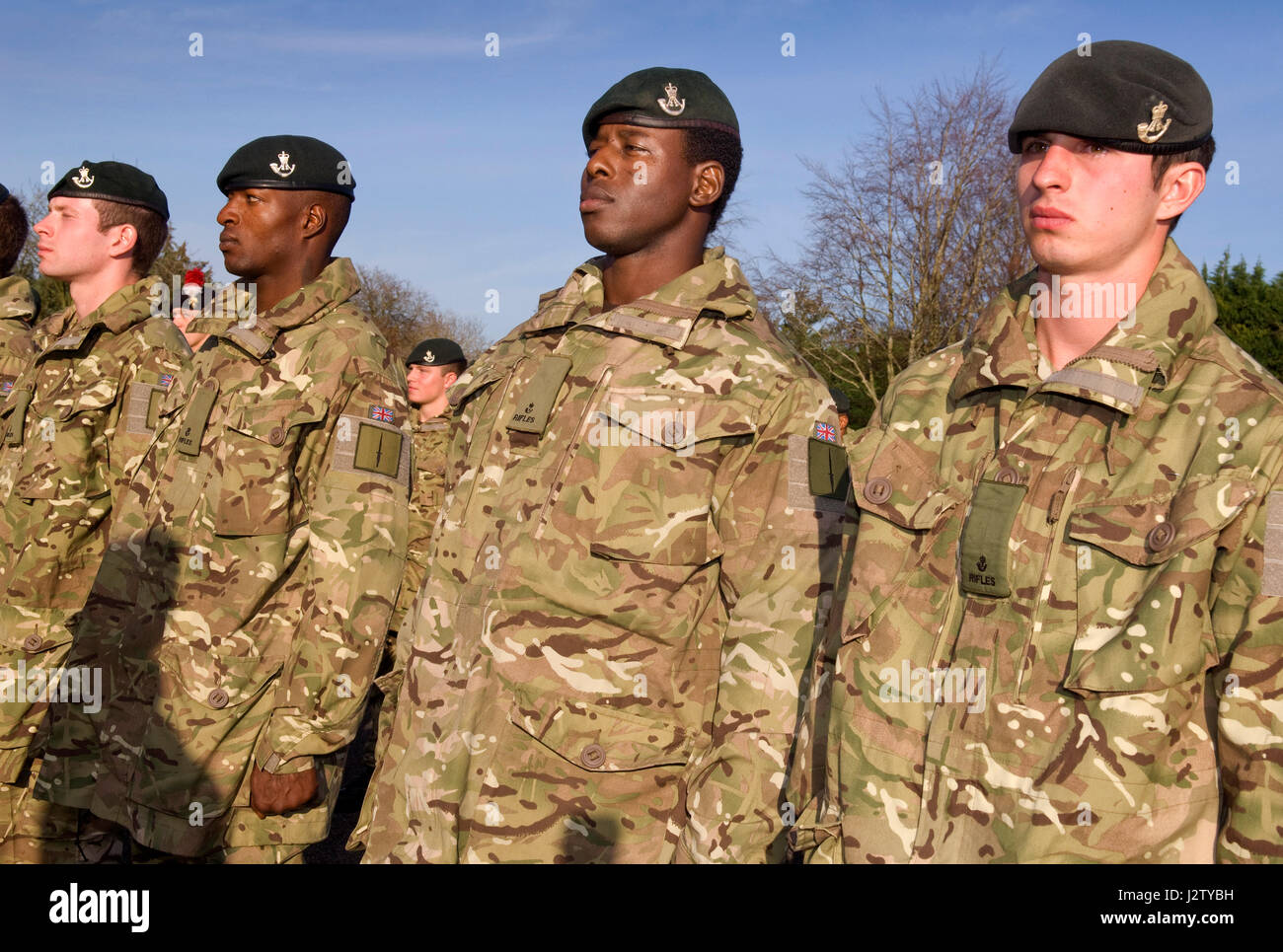 Rifleman Paul Apowida, former African 'Spirit Child' who was helped by Afrikids at the The Rifles Medal Parade at Beachley Barracks, Chepstow. Stock Photo