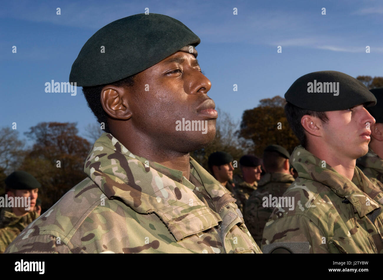 Rifleman Paul Apowida, former African 'Spirit Child' who was helped by Afrikids at the The Rifles Medal Parade at Beachley Barracks, Chepstow. Stock Photo