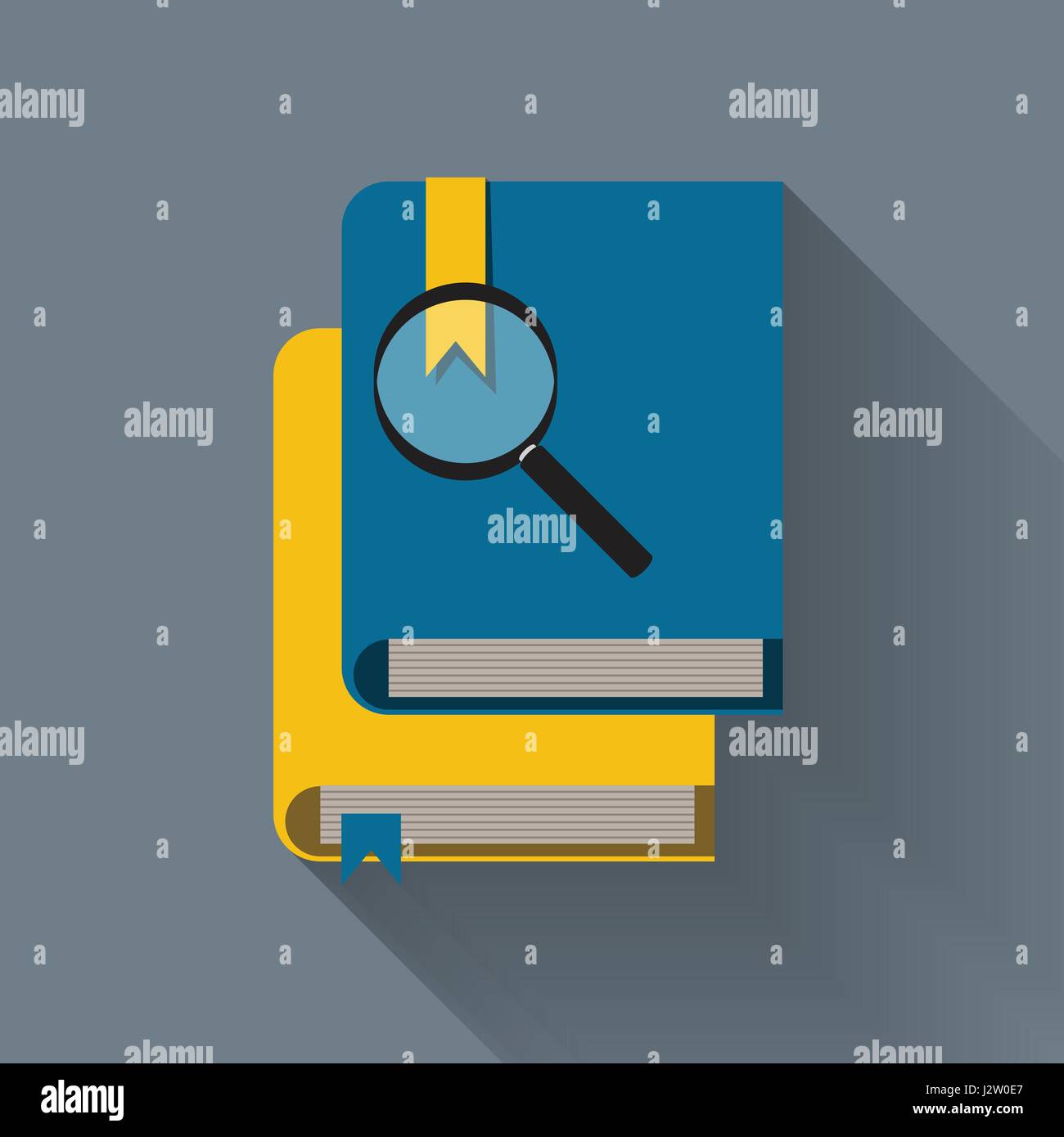 Magnifying glass and books. Read to Know Stock Vector