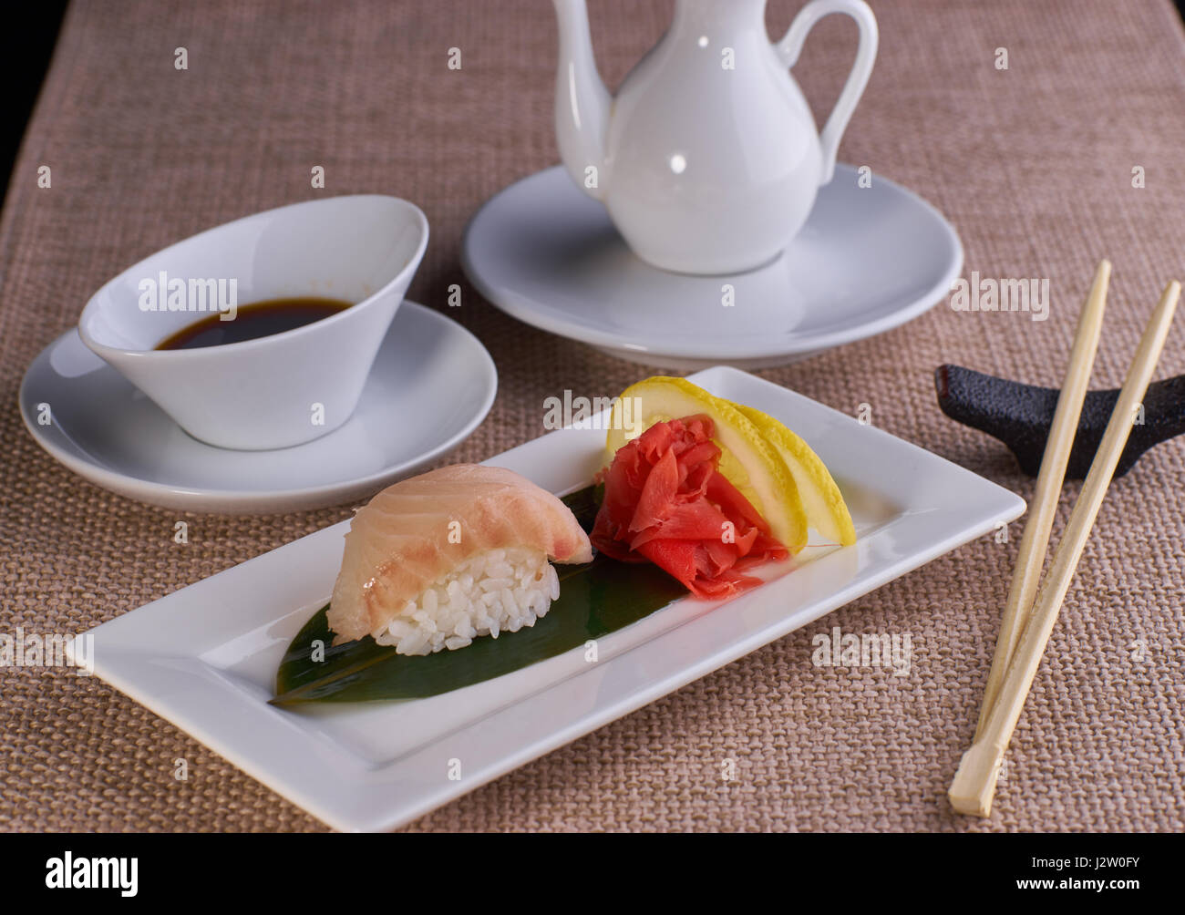 Sushi nigiri with sea bass Stock Photo Alamy