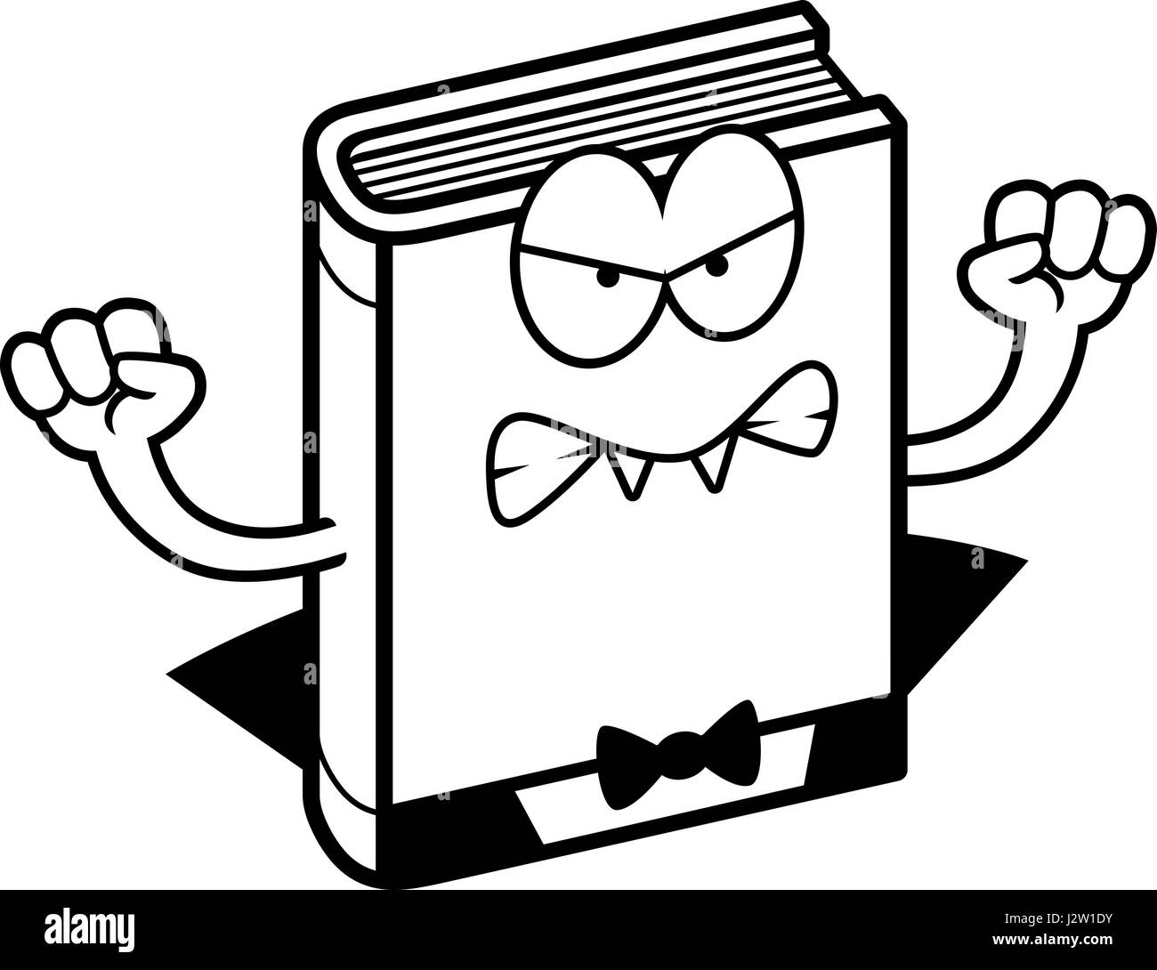 A cartoon illustration of a horror novel looking angry. Stock Vector