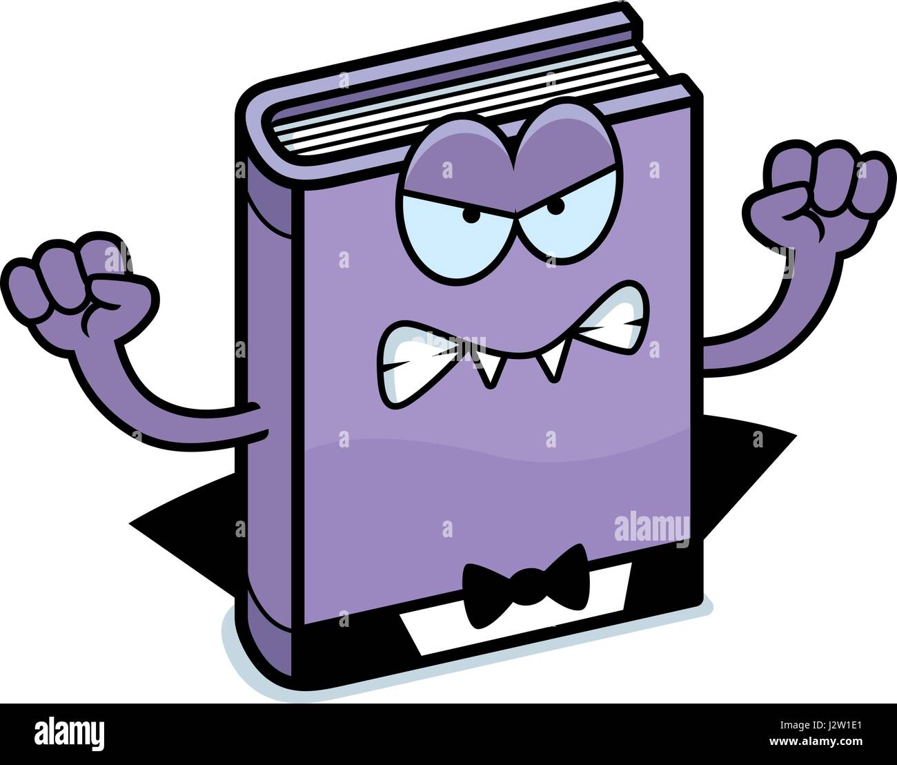 A cartoon illustration of a horror novel looking angry. Stock Vector