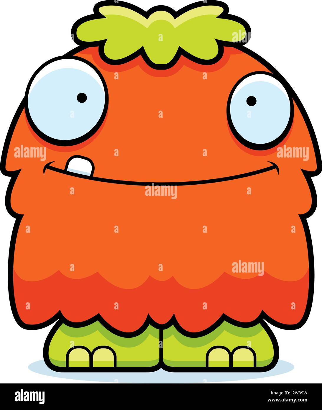 A cartoon illustration of a fluffy monster looking happy. Stock Vector