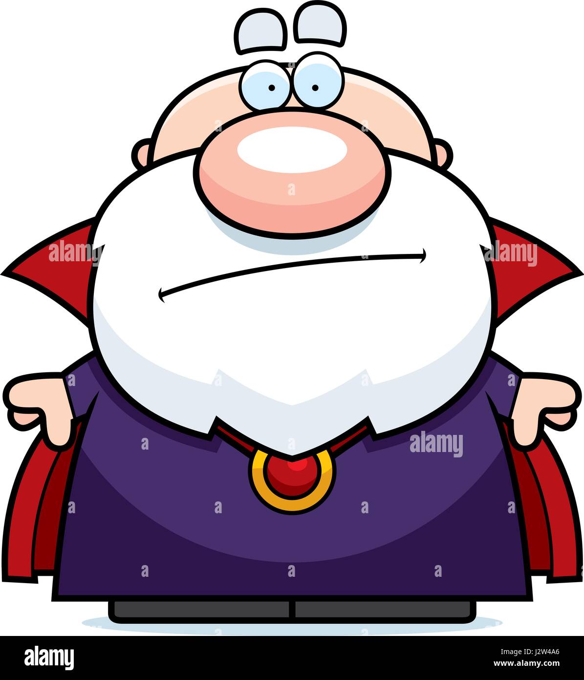 A cartoon illustration of a wizard looking bored. Stock Vector