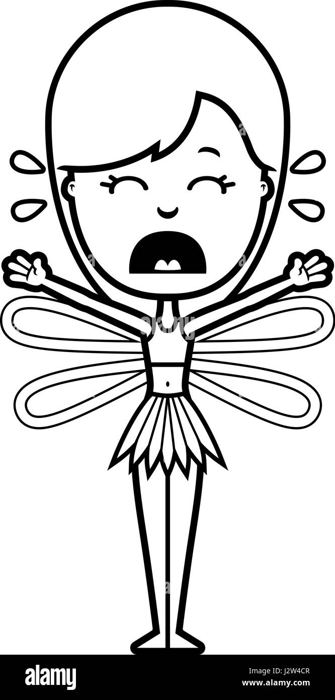 A cartoon illustration of a teen fairy girl looking scared. Stock Vector