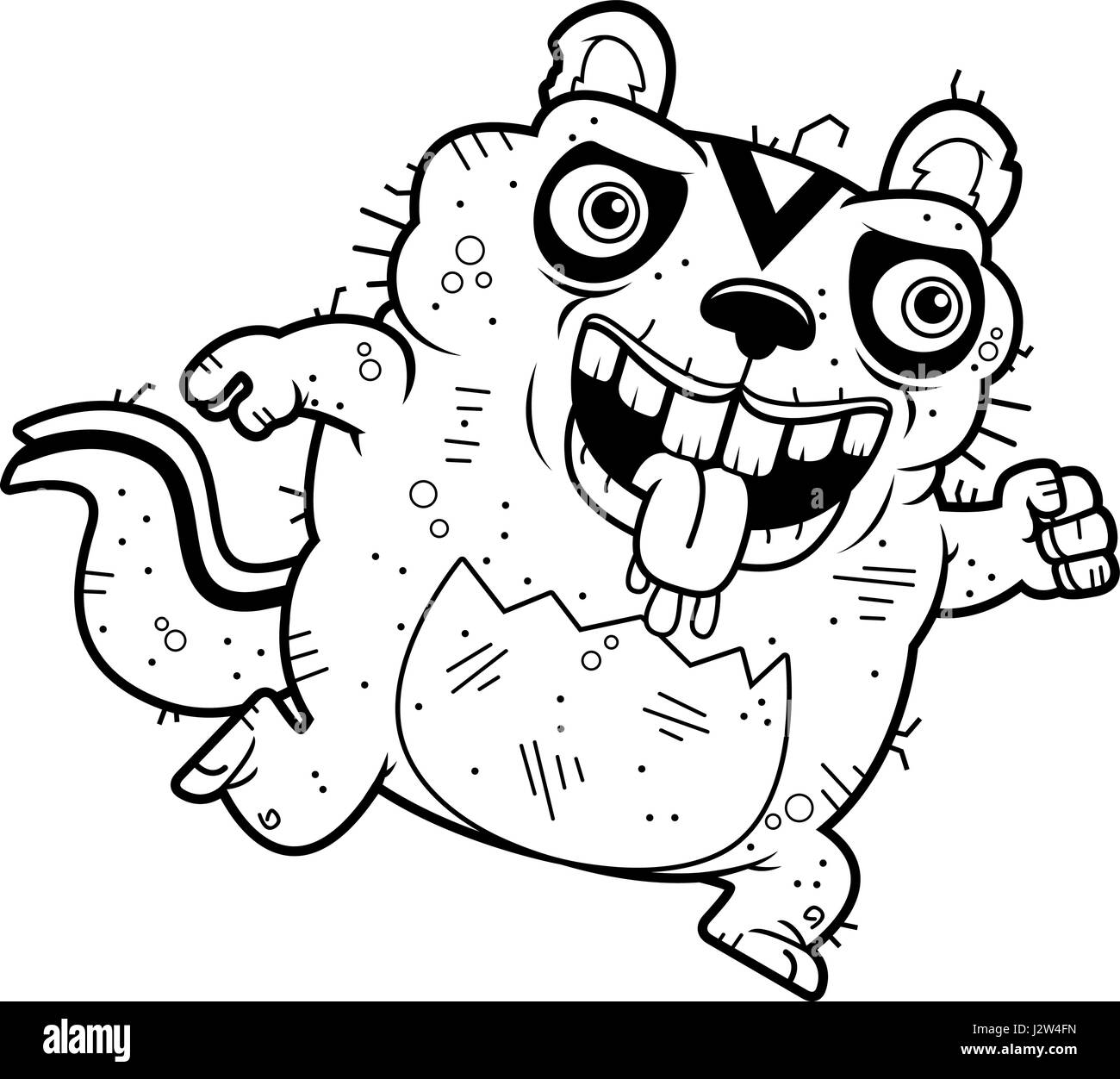 A cartoon illustration of an ugly chipmunk running. Stock Vector