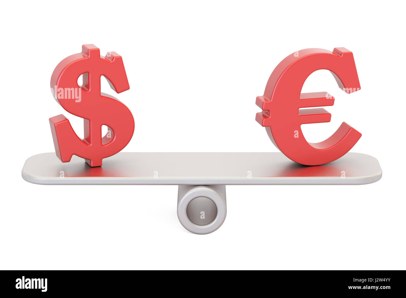 Dollar or Euro, balance concept. 3D rendering isolated on white background Stock Photo