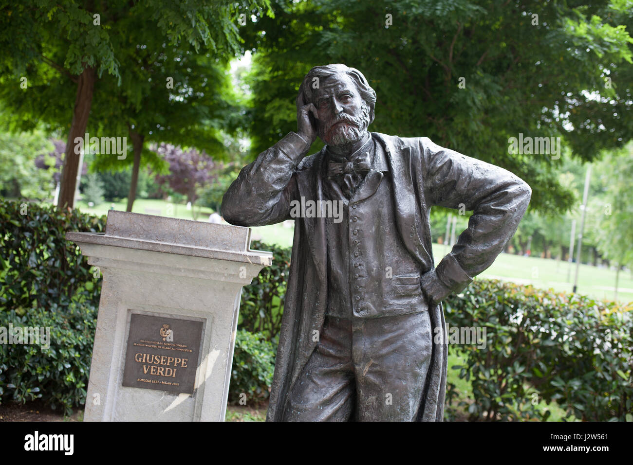 Statue of Giuseppe Verdi in the Doña Casilda park, Bilbao. Stock Photo