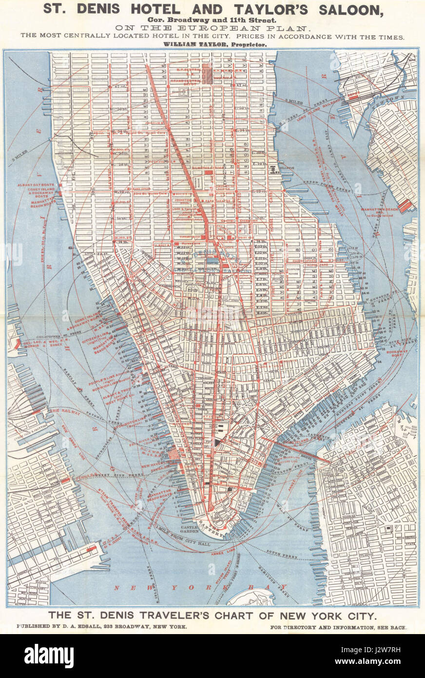 1879 Lower Manhattan map Stock Photo