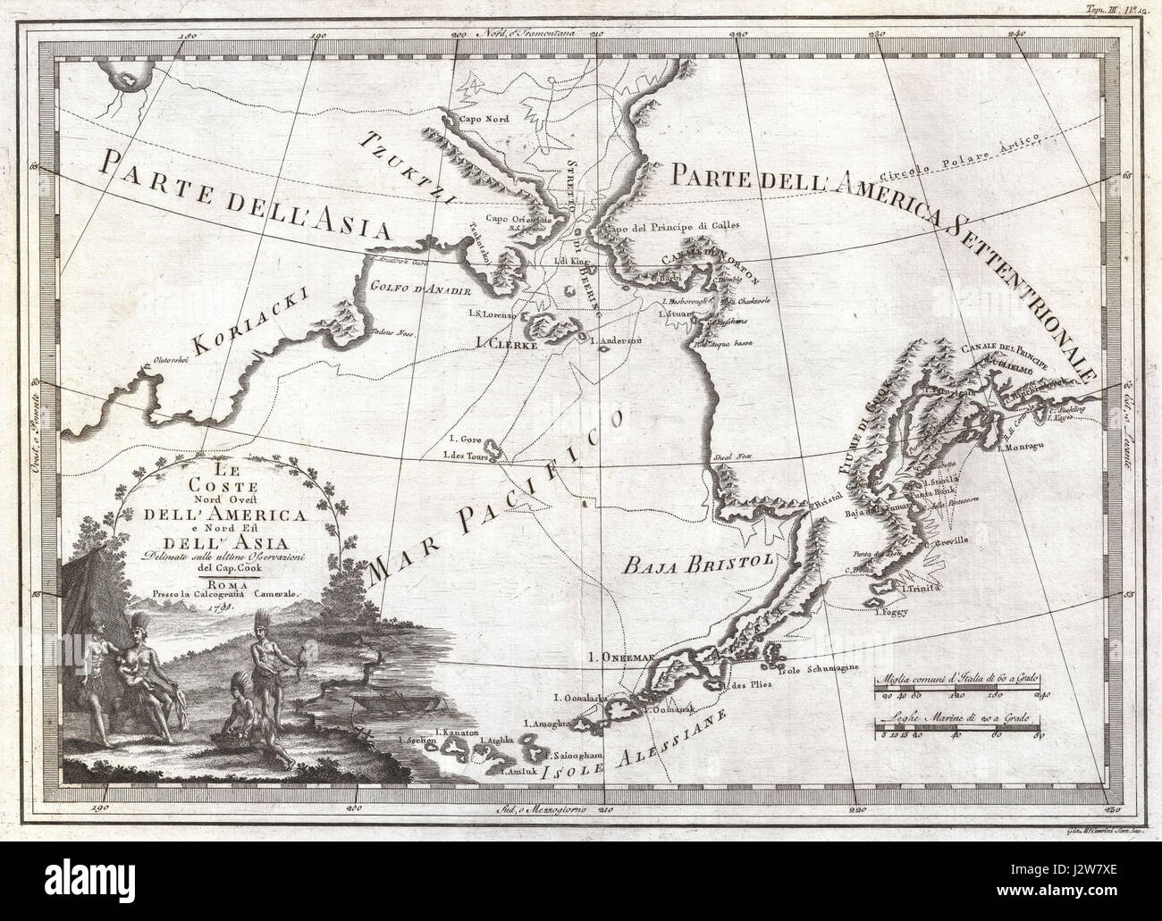 1798 Cassini Map of Alaska and the Bering Strait - Geographicus - Alaska-cassini-1798 Stock Photo