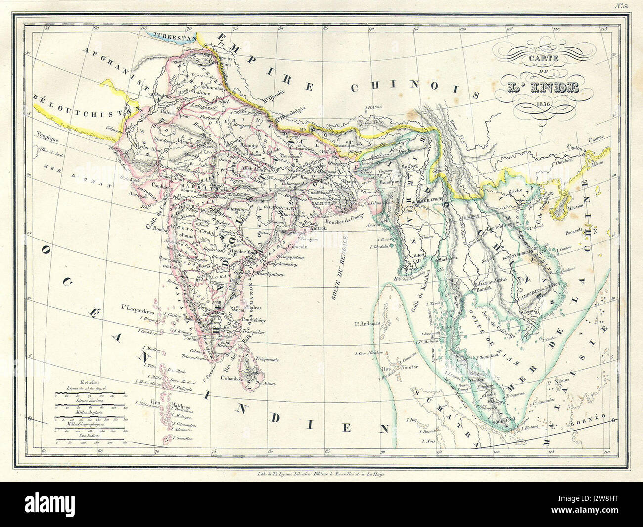 1837 Malte-Brun Map of India, Burma and Southeast Asia (Siam , Vietnam ) - Geographicus - India-mb-1837 Stock Photo
