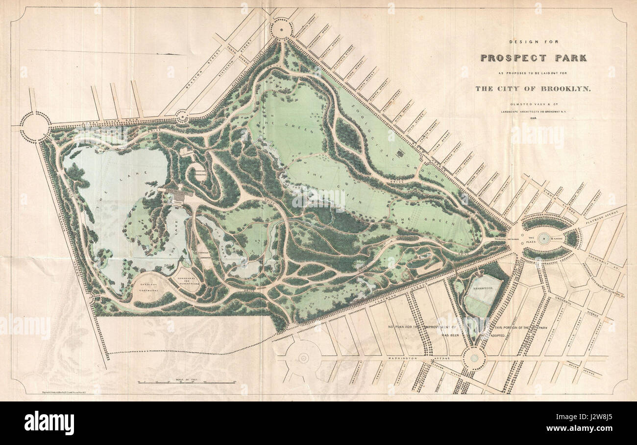 1868 Vaux and Olmstead Map of Prospect - 1868 Vaux And Olmstead Map Of Prospect Park Brooklyn New York Geographicus J2W8J5