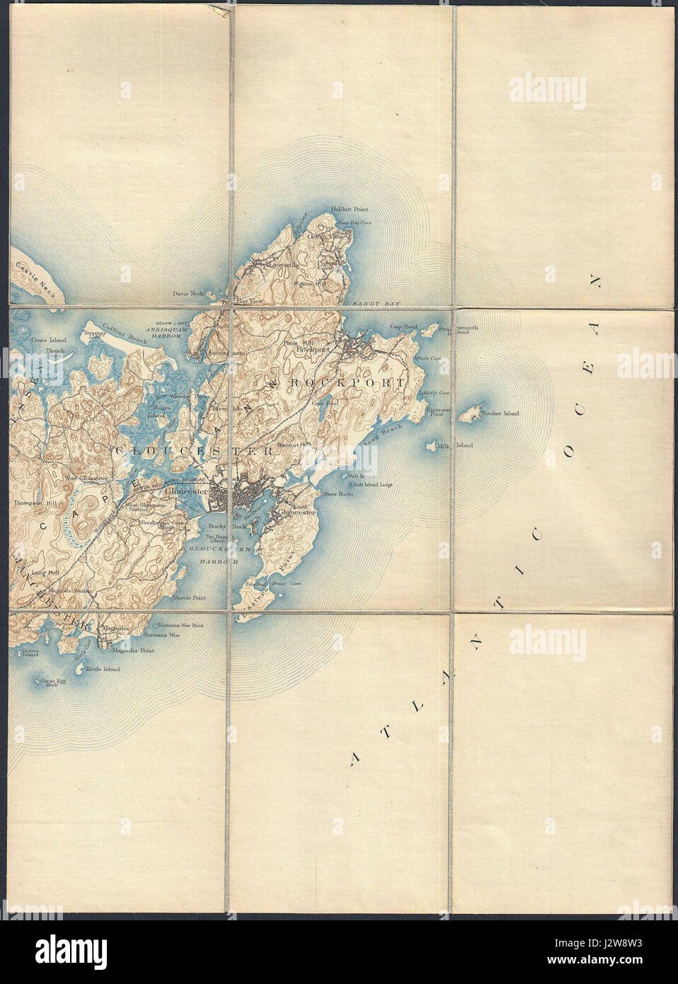 1887 Pocket Map Version of the U.S. Geological Survey Map of Gloucester and Rockport, Massachusetts - Geographicus - Gloucester-usgs-1887 Stock Photo