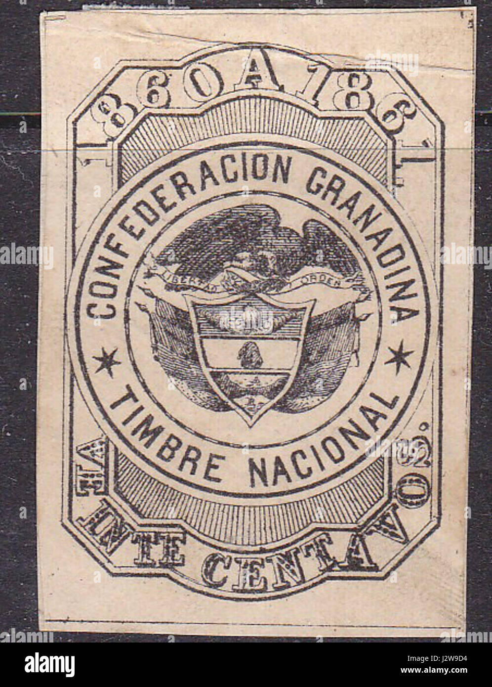 1860-1861 revenue stamp of Colombia Stock Photo