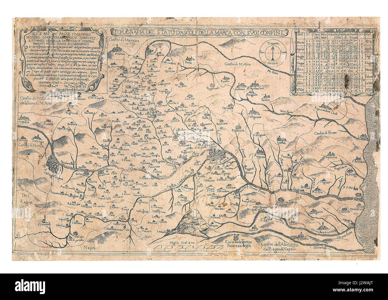 11 - Topografia Del Stato D'Ascoli Della Marca Con Suoi Confini, 1680 - Odoardo Odoardi de' Catilini Stock Photo