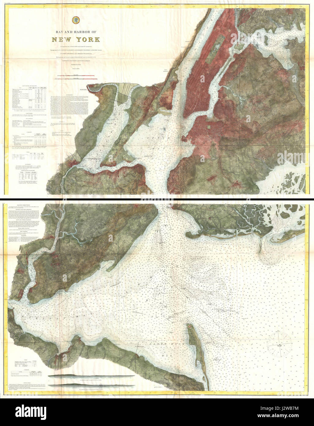 1874 u s coast survey map of new york city hires stock photography and