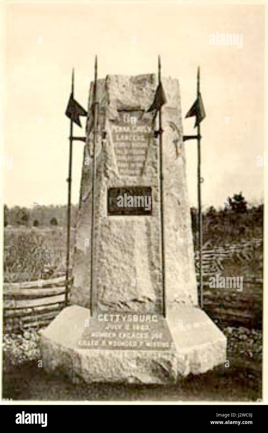 6th Pennsylvania Cavalry Monument Gettysburg Battlefield 1888 Stock Photo