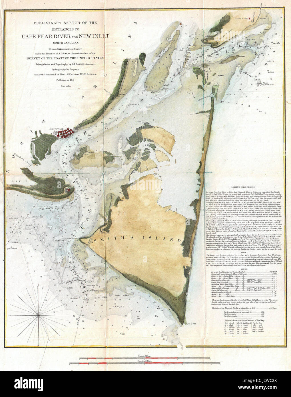 1853 Us Coast Survey Map Of Cape Fear North Carolina Geographicus